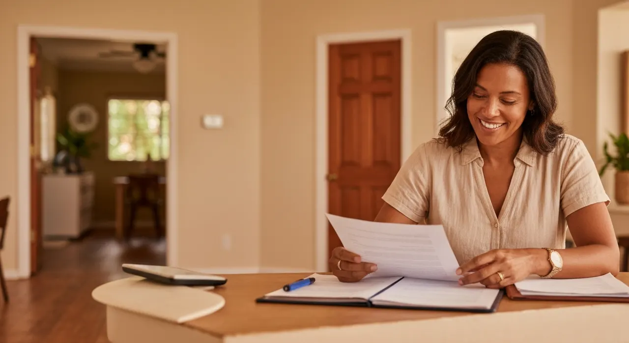 Florida homeowner reviewing refinance break-even numbers at the kitchen table